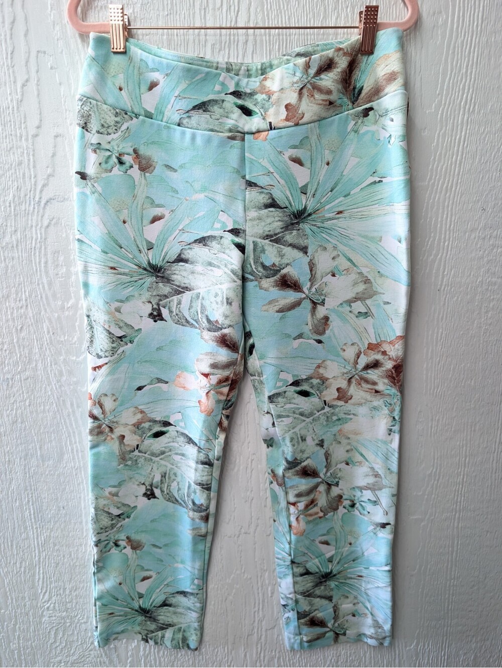 Soft Surroundings Paloma Palm Tropical Green Pants Leggings Size Medium